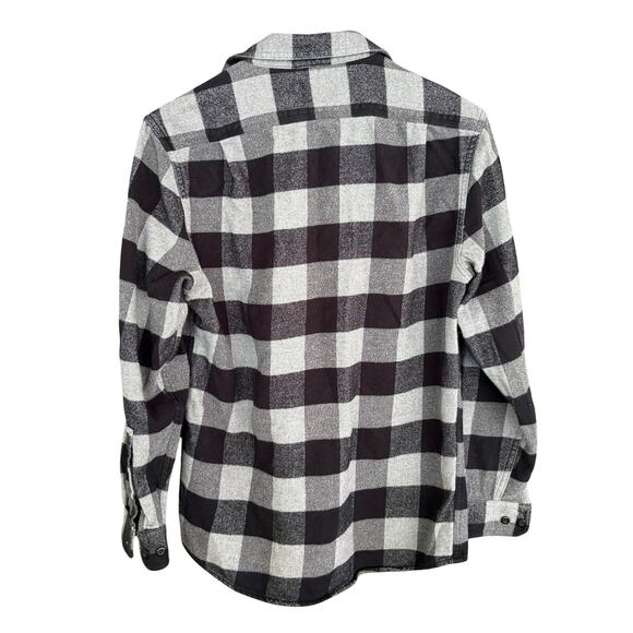 LL Bean Mens Buffalo Plaid Button Up Shirt S Gray Black L.L. Bean Flannel Camp - Picture 2 of 4